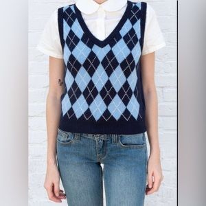 Brandy Melville Blue Plaid Sweater Vest